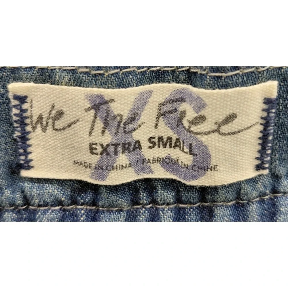 We The Free Free People In My Time Denim Cargo Jeans Distressed Blue XS